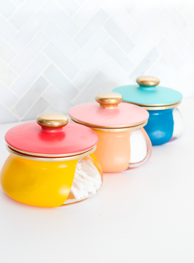 Craft It - Color Blocked Bathroom Jars - A Kailo Chic Life