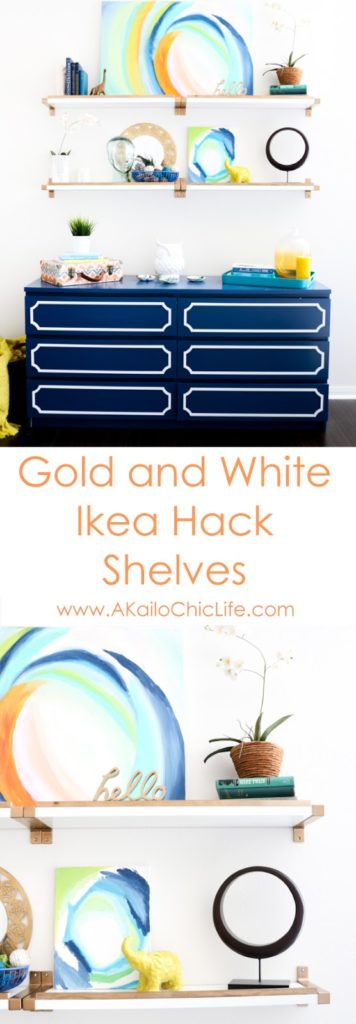 Gold and white ikea hack shelves tutorial - diy project - home decor project