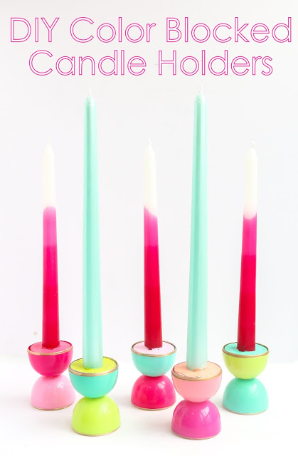 DIY Color Blocked Candle Holders using Plastic Easter Eggs