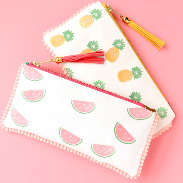 Custom DIY fruit stamped snack pouches for easy snacking on the go