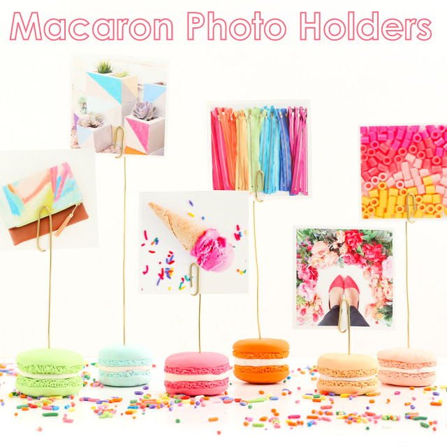 Polymer clay faux macaron photo holders for instagram or instax prints