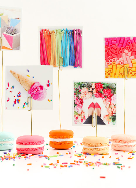 Polymer clay faux macaron photo holders for instagram or instax prints
