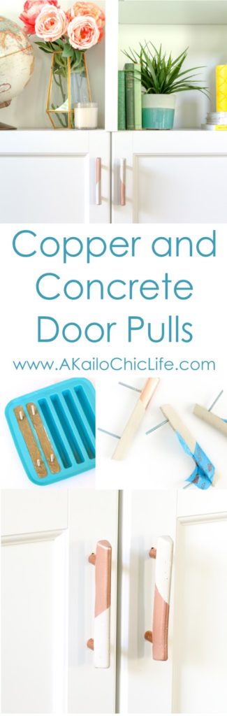 DIY Door Pulls - Drawer Pulls - Copper and Concrete Industrial Design - Kitchen Cabinets - craft project - DIY Project 