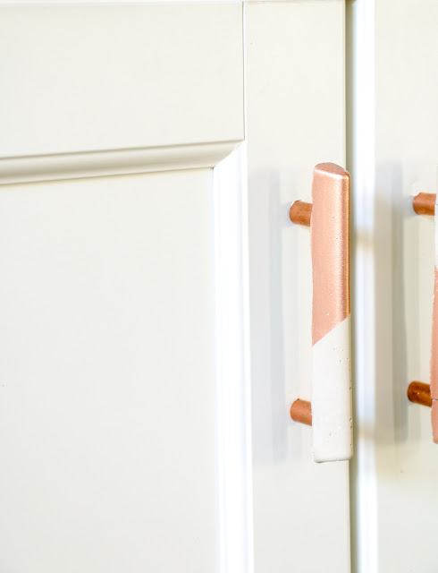 DIY Door Pulls - Drawer Pulls - Copper and Concrete Industrial Design - Kitchen Cabinets - craft project - DIY Project 
