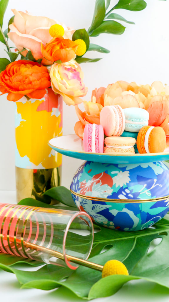 Oh Joy for Target Insipred Orb Cake Plate and Faux Flower Vase - How to easily expand your collection of Home Decor and party pieces with the new Oh Joy line - Easy and quick DIY ideas