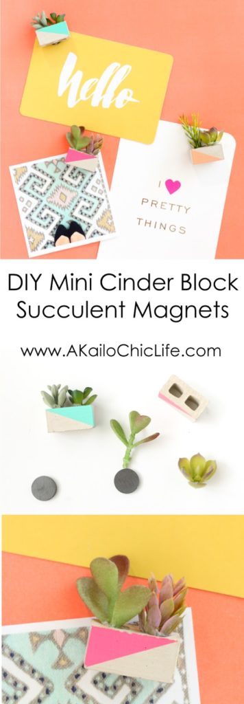 DIY your own mini cinder block succulent garden magnets with this simple craft tutorial - easy craft - DIY magnets - weekend project - gift idea - craft night - succulents