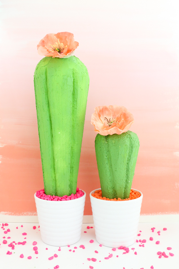 Use Foam Cones from FloraCraft Make It: Fun to create faux cacti for your summer party or home decor. Great alternative to real cacti that won't prick - easy craft diy