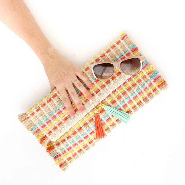 10 minute diy no sew clutch using a placemat - perfect tassel clutch for summer - diy project - craft - sewing craft - beginner craft - sewing a bag - sewing a purse - sewing project