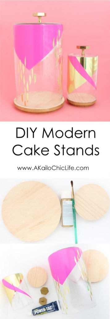 Learn how to make your own DIY Cake Stands, decorative cloche, or dessert stands using craft store supplies and adhesive vinyl in gold and pink - easy craft - diy home decor - Target and Oh Joy
