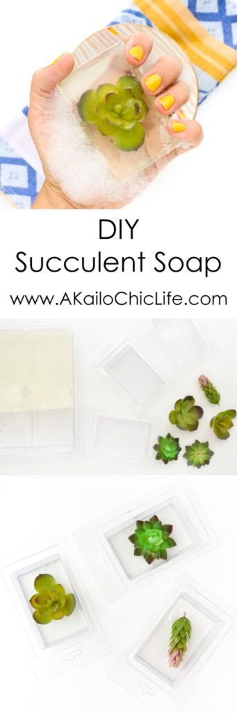 Learn how to make your own succulent soap bars using melt and pour soap. Easy craft idea and DIY gift idea.
