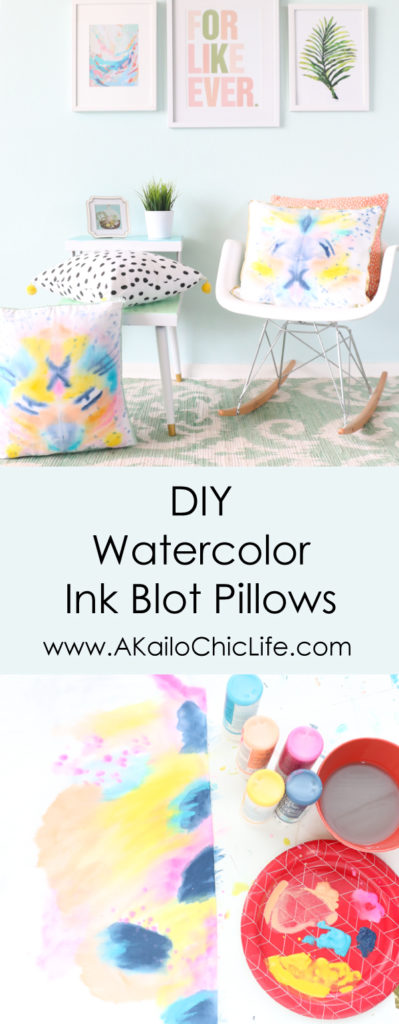 DIY Watercolor Ink Blot Pillows - Learn how to watercolor on fabric - create Lisa Frank inspired animal pillows - craft - painting - how to make a pillow - how to water color on fabric
