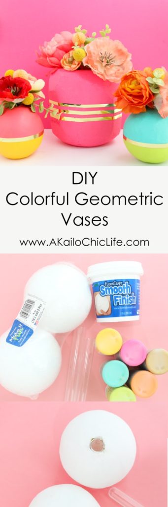 DIY your own colorblock orb and faceted geometric vases using craft foam balls from Flora Craft Make It: Fun - Sponsored - Oh Joy for Target Vase DIY - Craft - DIY Home decor - colorful home decor vases