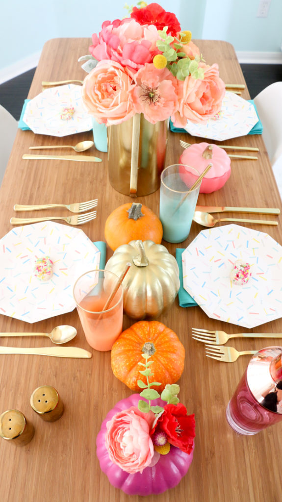 How to throw a colorful halloween party with DIY decorations and custom wall art - DIY Party decorations - Halloween decor - craft - Pumpkin Centerpieces - target fall home decor - DIY Wall art