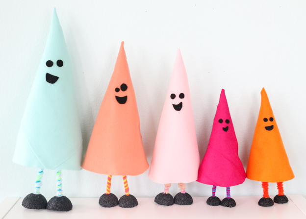 DIY colorful ghost decorations for Halloween using craft foam