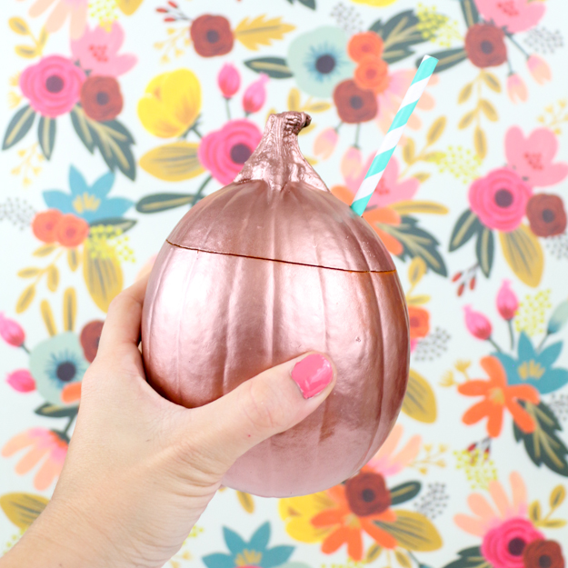 DIY your own real copper pumpkin cup for that batch of festive fall sangria at your Thanksgiving celebrations - Friendsgiving - Pumpkin Cup - rose gold