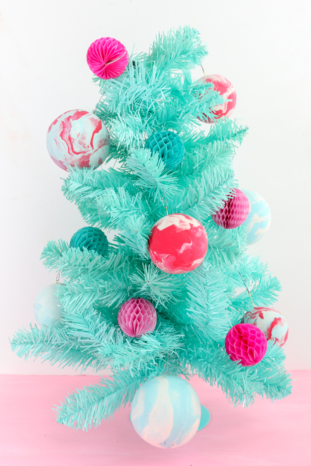 DIY Marbled Clay Ornaments using craft foam and Air Dry Clay - Easy holiday kid craft idea or easy diy ornaments