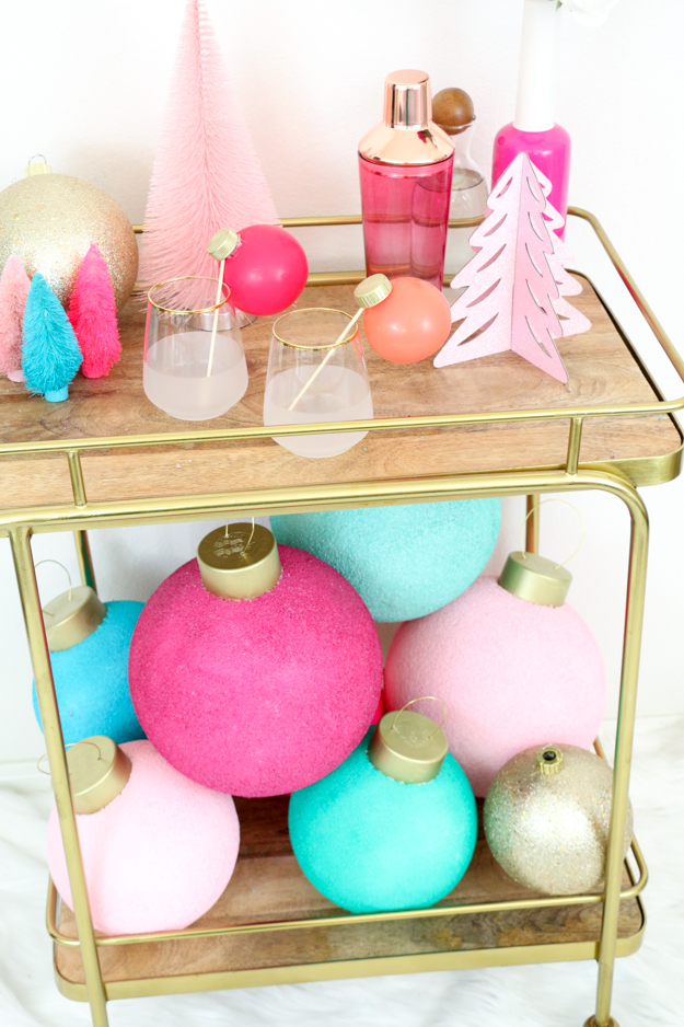 DIY Large and Colorful Ornaments made from Foam Balls - Makes the cutest tree topper instead of a star or angel - large ornaments - holiday decorations 