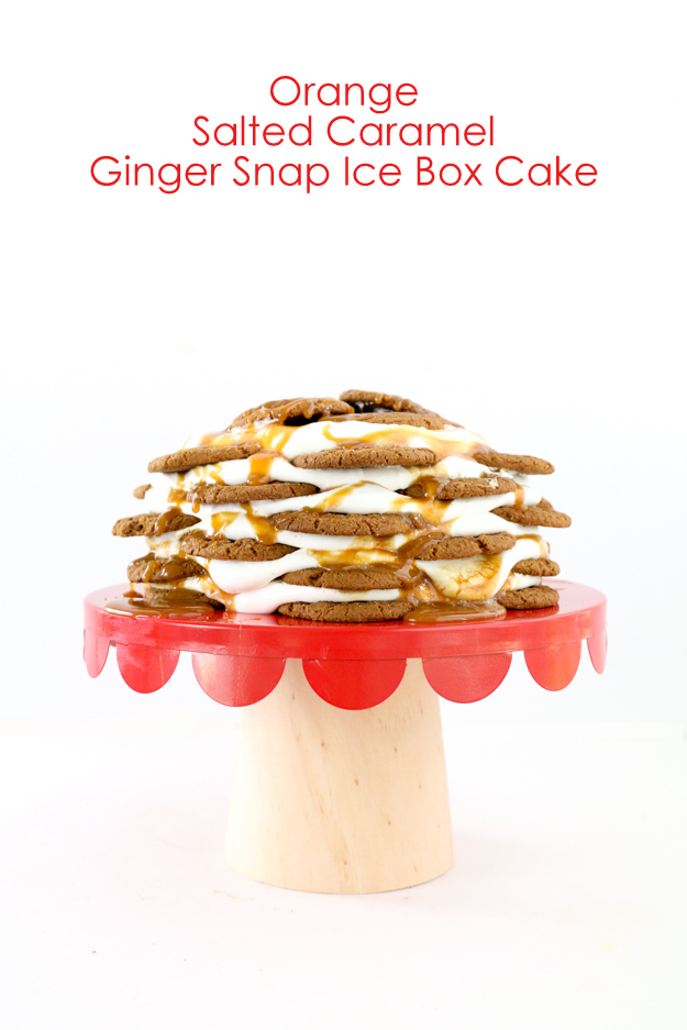 Orange, salted caramel, and ginger snap ice box cake recipe for the best holiday and Christmas cake ever - no bake desserts - no bake recipe - dessert - ginger snaps - Christmas cake recipe - Martha Stewart Food 
