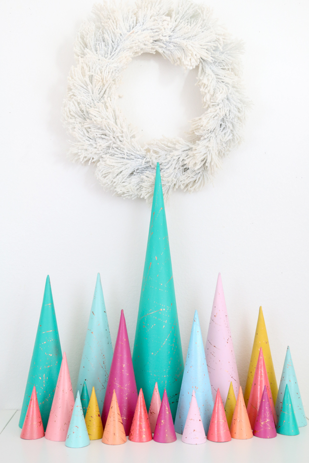 DIY Copper Splatter Painted Modern Christmas Tree Decorations - Advent Calendar - Modern Trees - Target Style - Winter Wonderland - Holiday DIY - Craft Idea - Christmas Craft - Christmas Decorations - DIY