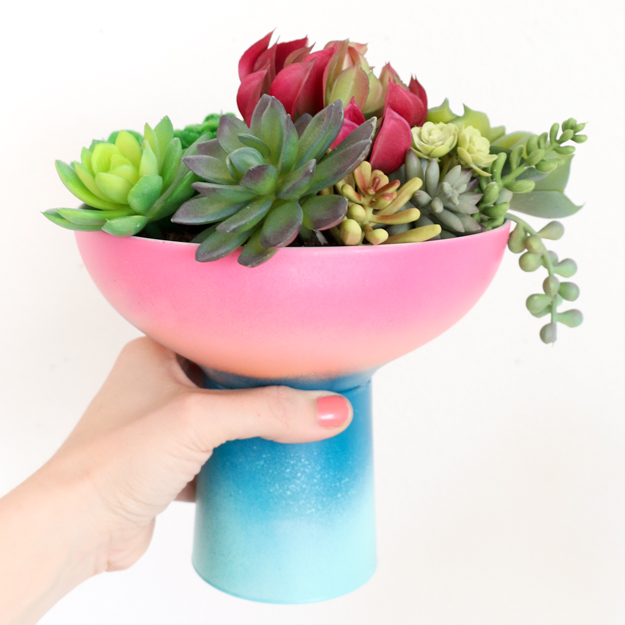 DIY Gradient Planter - ombre planter - ombre succulent planter - cacti - cactus - diy craft idea - cup and bowl - target style - modern planter diy