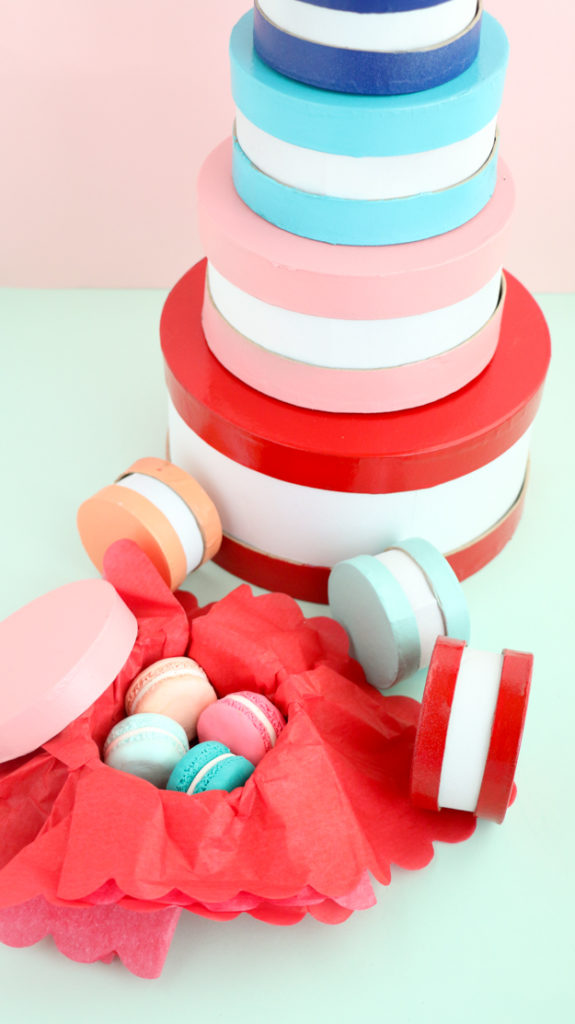 DIY Macaron Gift boxes - How to make your own gift boxes for Valentine's Day or Galentine's Day - easy craft - easy valentine's day craft idea - paper source - target style