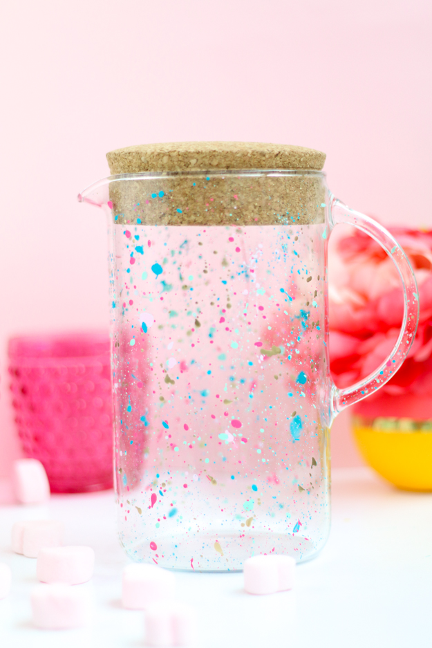 DIY Splatter Painted Pitcher - How to DIY your own home decor with splatter paint - Ikea - Modern craft idea - hostess gift - target style threshold -