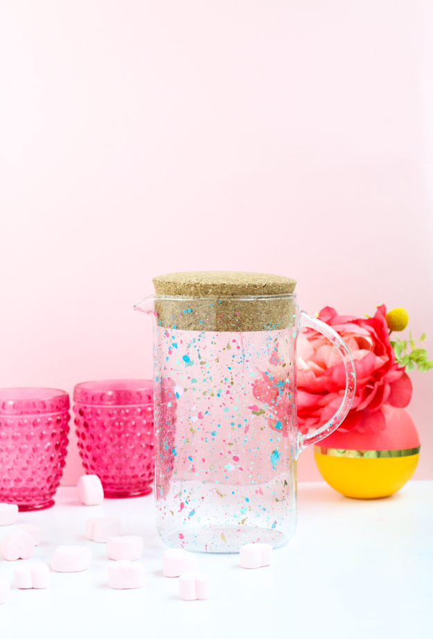DIY Splatter Painted Pitcher - How to DIY your own home decor with splatter paint - Ikea - Modern craft idea - hostess gift - target style threshold -