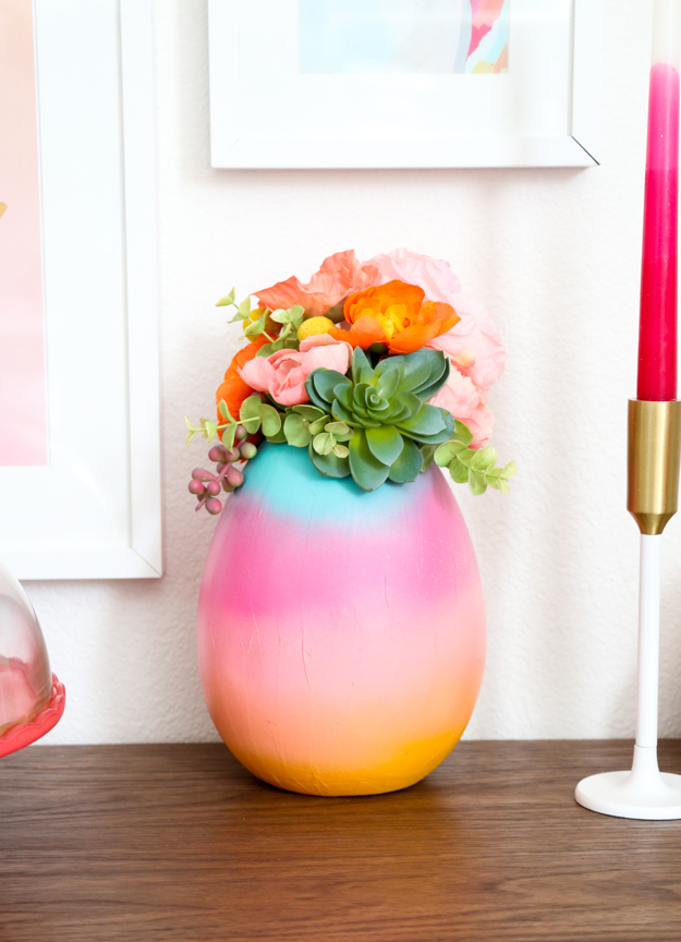 DIY Gradient Easter Egg flower vase - target style - craft idea - spray paint - easter egg craft ideas - easy easter decor