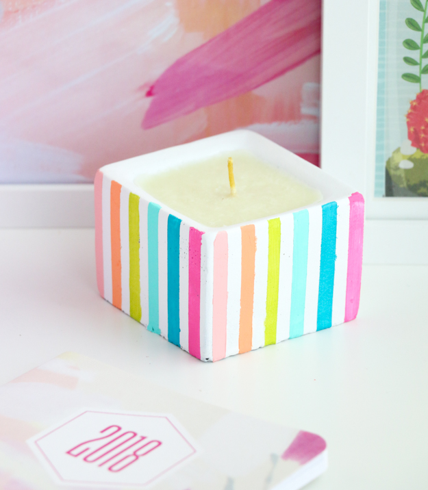 DIY Candy Striped Concrete Candles-2