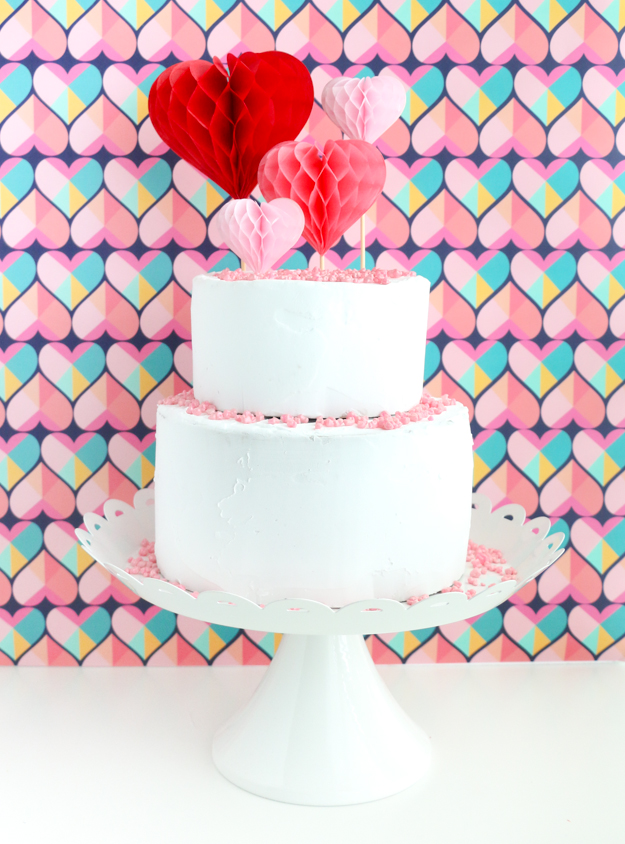 DIY Honeycomb Heart Cake Toppers