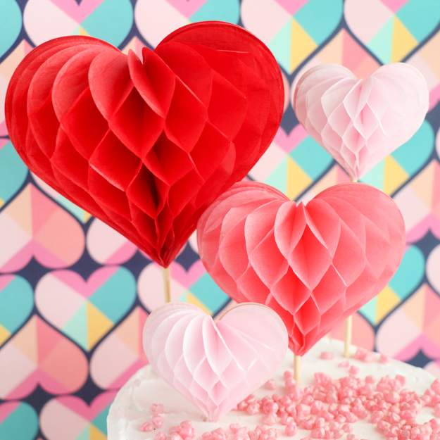 DIY Honeycomb Heart Cake Toppers-7