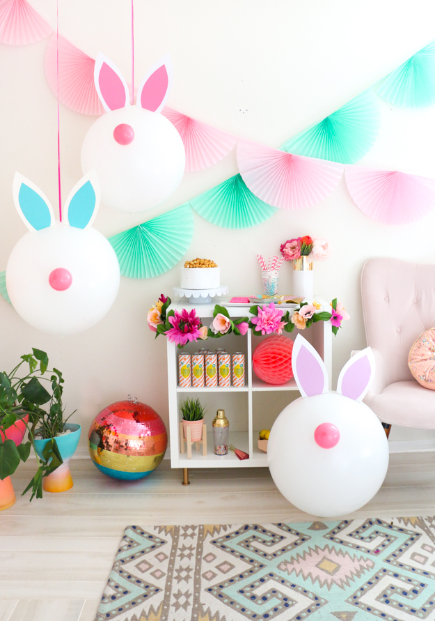 19pcs Easter Party Decorations,Easter Banners Bunny Pattern Garland,6pack Bunny Cupcake Toppers and 12pcs Easter Balloons for Home Decor Easter Party Favors