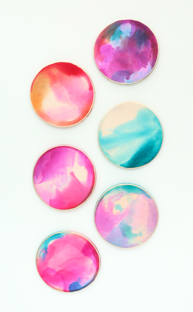 DIY Alcohol Ink Marbled Leather Coasters