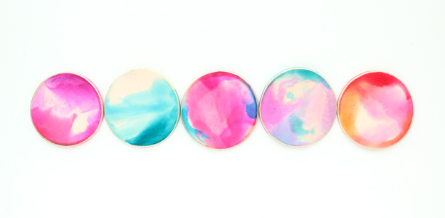 DIY Alcohol Ink Marbled Leather Coasters