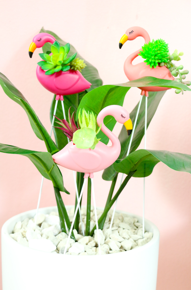 DIY Mini Flamingo Planters