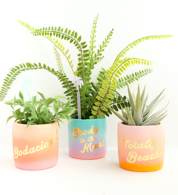 DIY Totally 80's Gold Foiled Planters