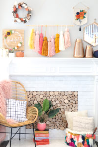 Fall Mantel and DIY Woven Storage Basket