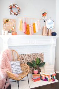 Fall Mantel and DIY Woven Storage Basket