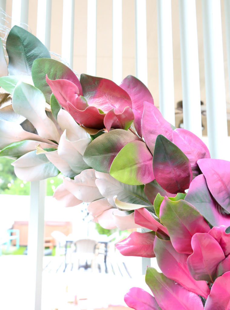 DIY Ombre Magnolia Leaf Wedding Backdrop