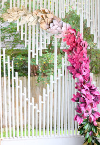 DIY Ombre Magnolia Leaf Wedding Backdrop
