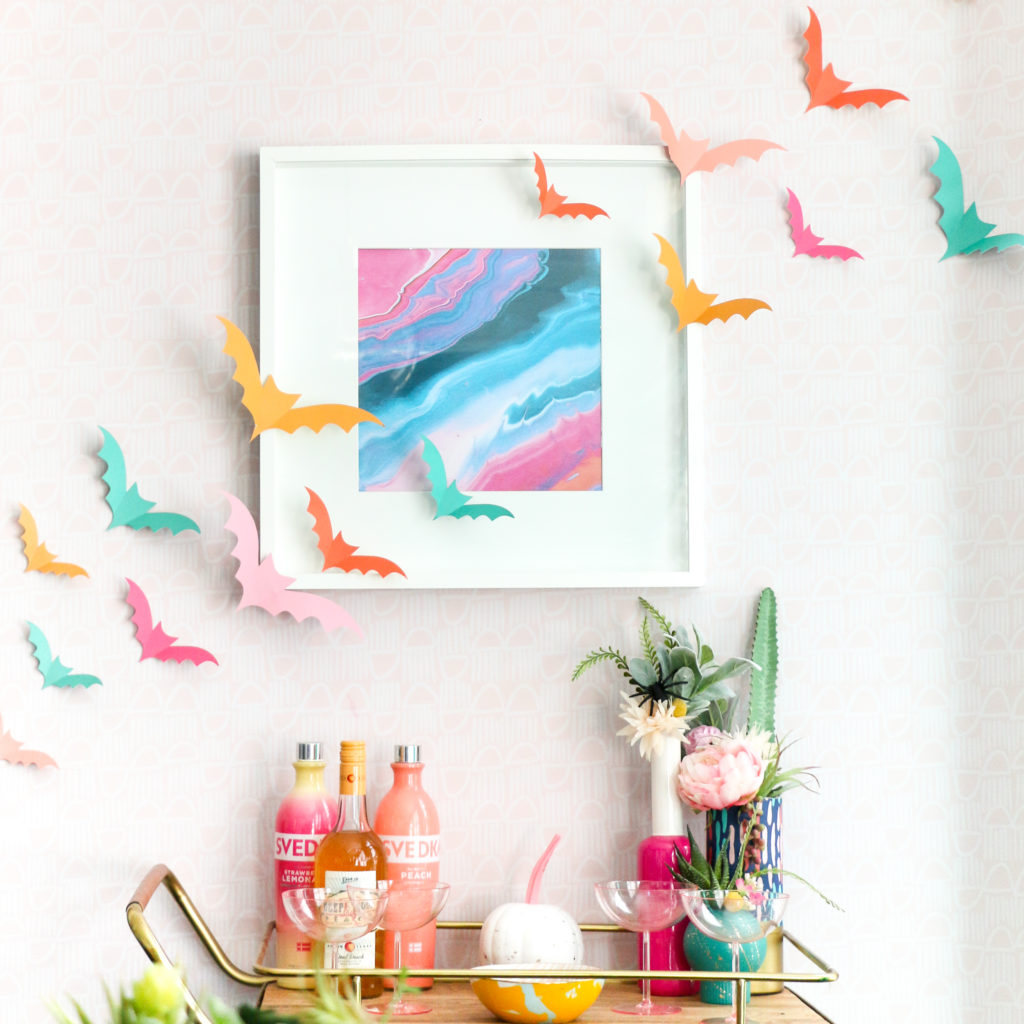 DIY Colorful paper bat decorations