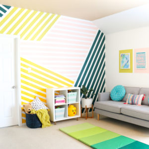 Colorful Playroom Refresh and DIY Striped Wall