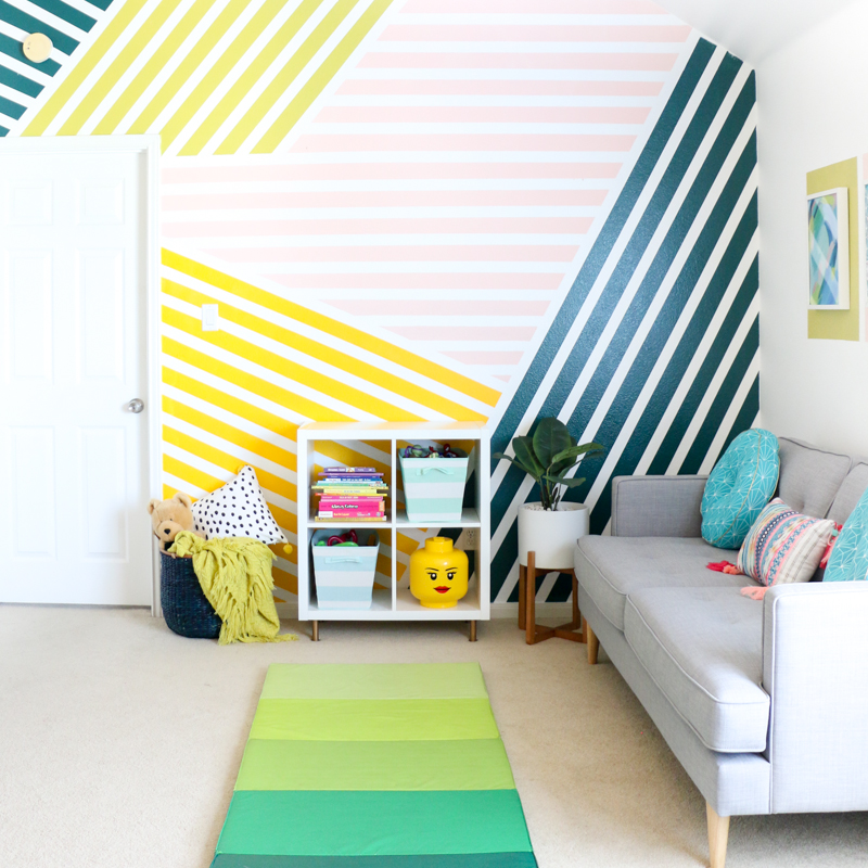 Colorful Playroom Refresh and DIY Striped Wall