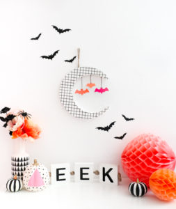 DIY 80's Grid Halloween Moon Decoration