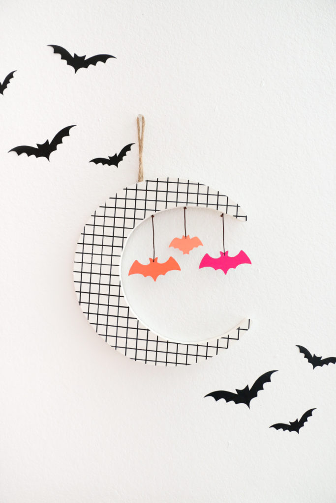 DIY 80's Grid Halloween Moon Decoration