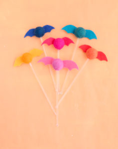 DIY Bat Felt Ball Drink Stirrers