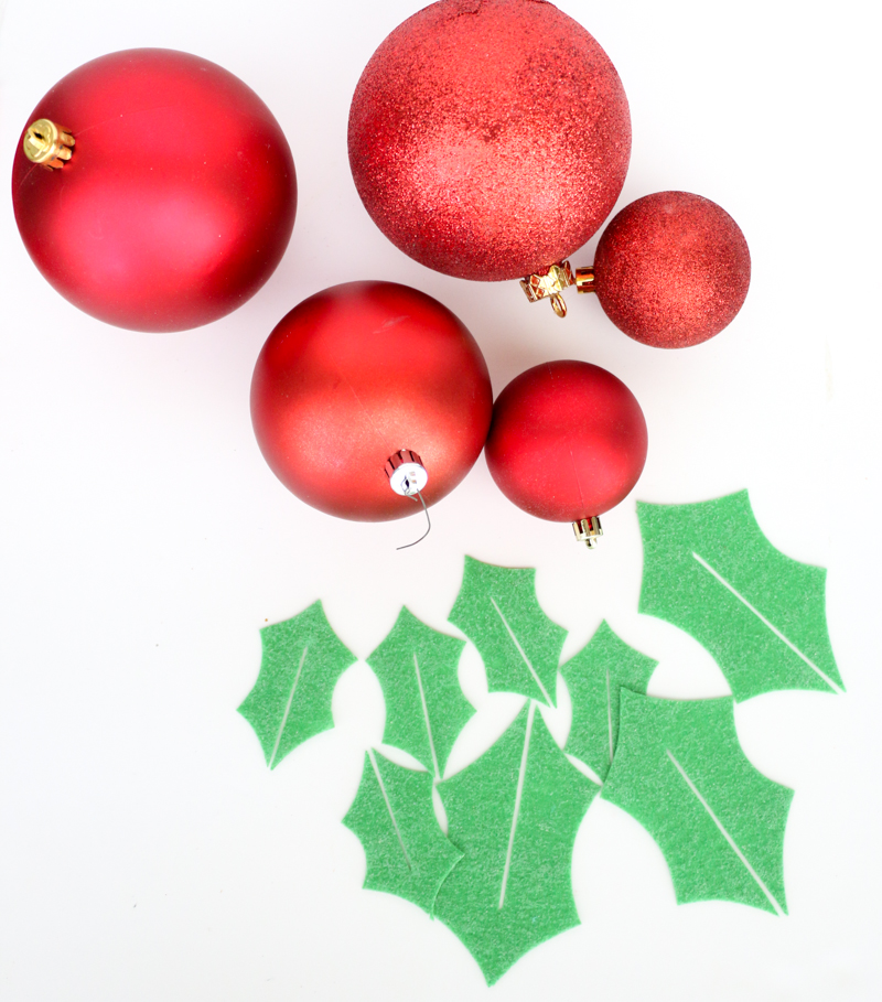 DIY Holly Ornaments and Wreath
