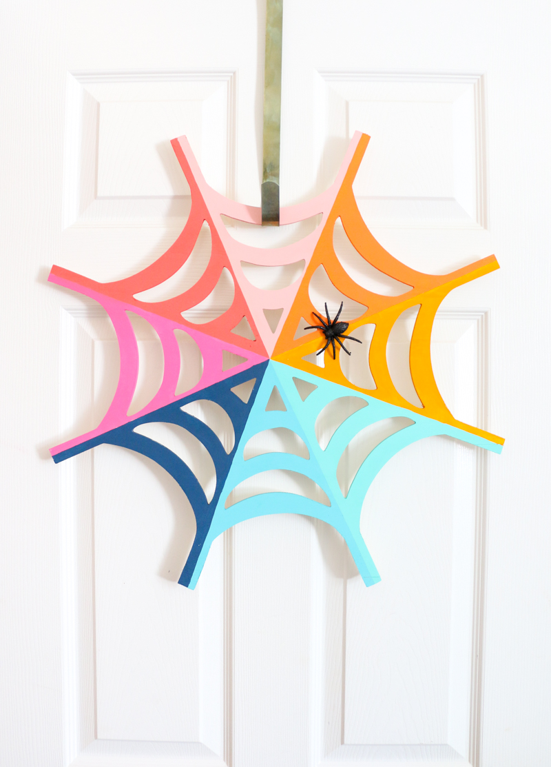 DIY Rainbow Spider Web Wreath for Halloween