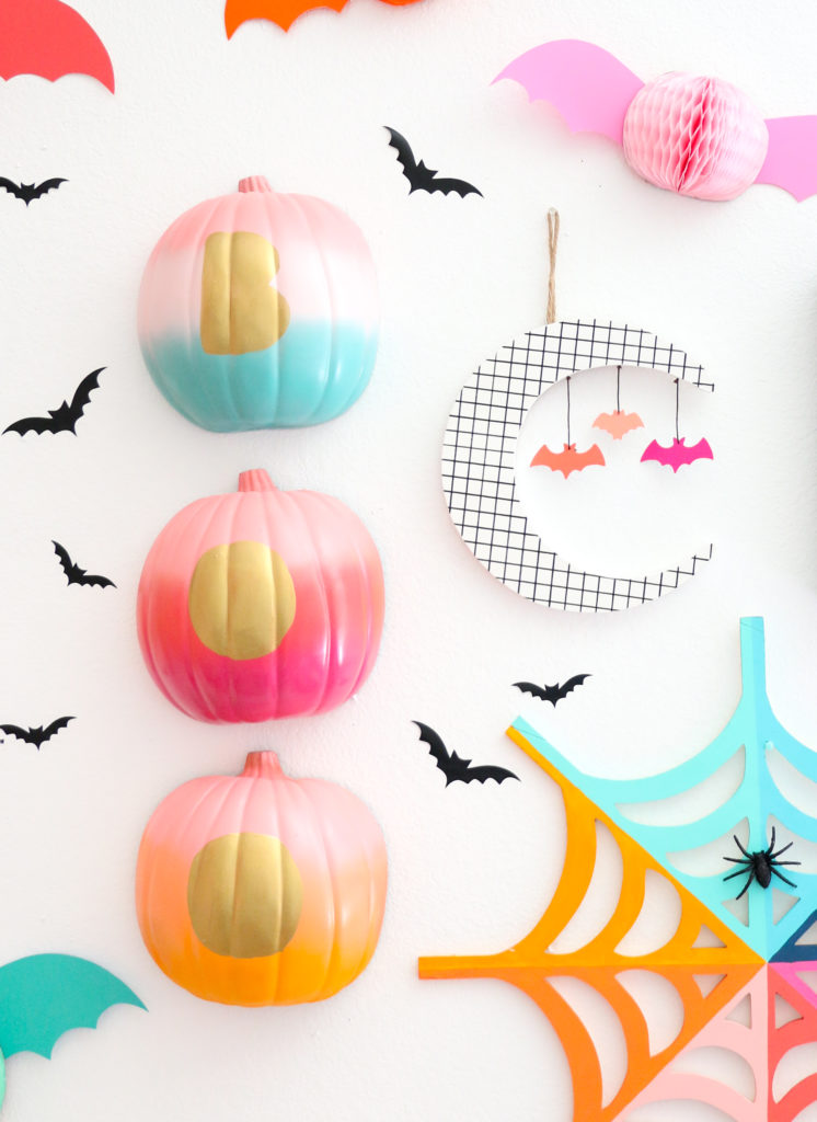 DIY Gradient boo pumpkins and halloween gallery wall