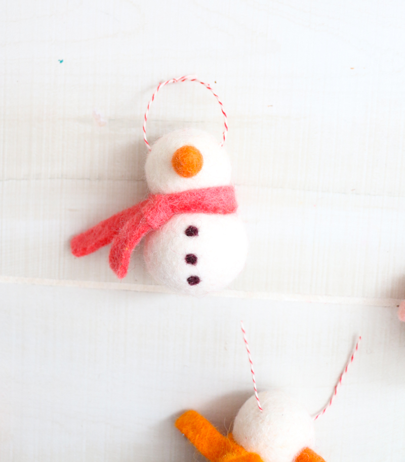 DIY Felt Snowman Ornaments